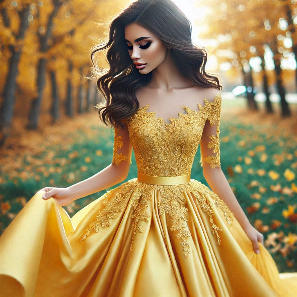   Yellow Dress Captions for Formal Looks