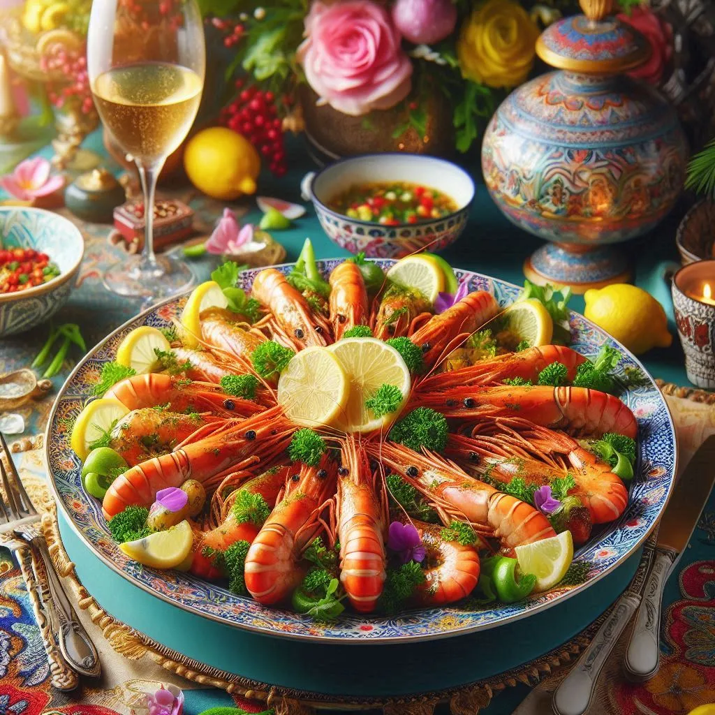 Sassy Seafood Prawns Captions